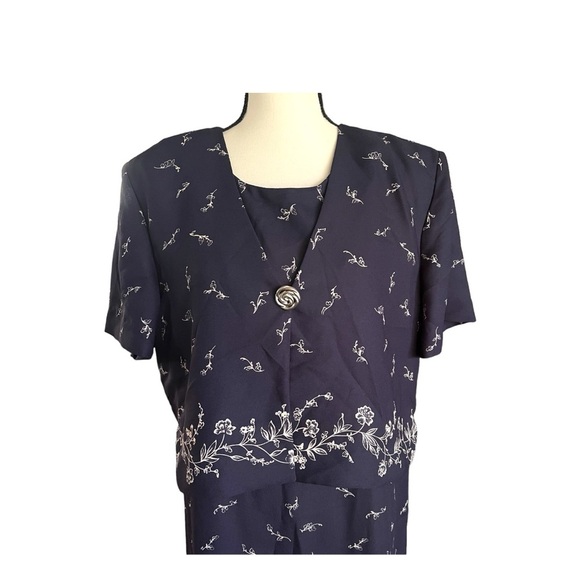 Vintage Leslie Fay Layered Look Short Sleeve Maxi Dress. Size Large - Picture 3 of 6